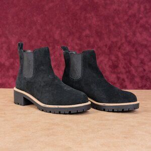 Blondo Women Mathilda Black Suede Waterproof Dress Lug Chelsea Ankle Boots sz 9